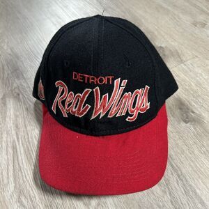 Vintage Sports Specialties‎ Detroit Red Wings Hat Fitted Size 7 NHL Black Wool